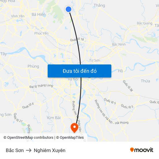 Bắc Sơn to Nghiêm Xuyên map