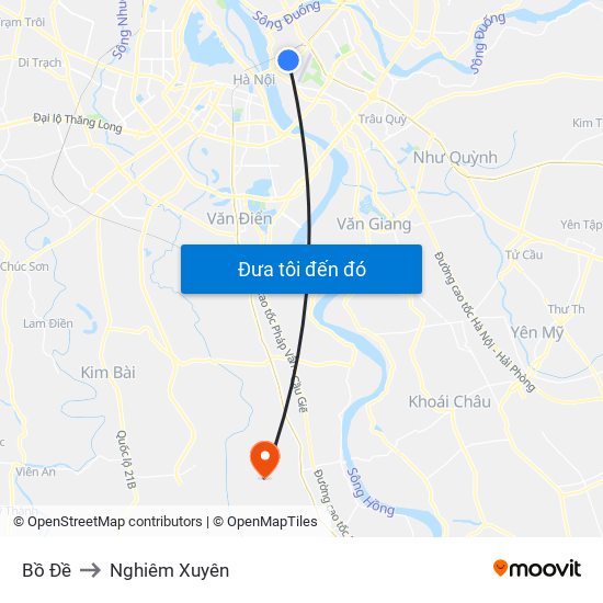 Bồ Đề to Nghiêm Xuyên map