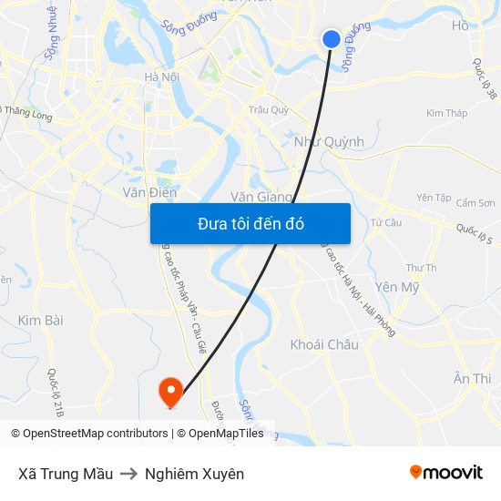 Xã Trung Mầu to Nghiêm Xuyên map