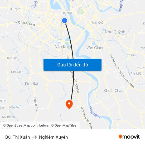 Bùi Thị Xuân to Nghiêm Xuyên map