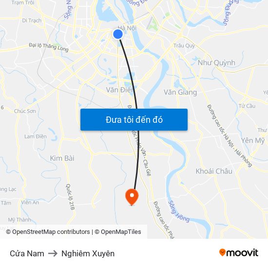 Cửa Nam to Nghiêm Xuyên map