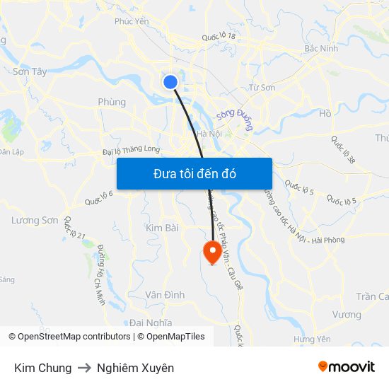 Kim Chung to Nghiêm Xuyên map