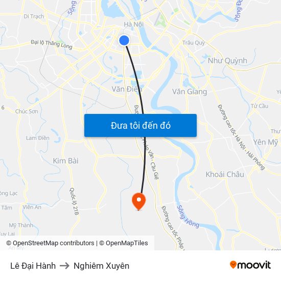 Lê Đại Hành to Nghiêm Xuyên map