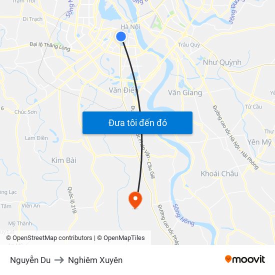 Nguyễn Du to Nghiêm Xuyên map