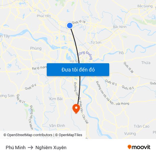 Phú Minh to Nghiêm Xuyên map