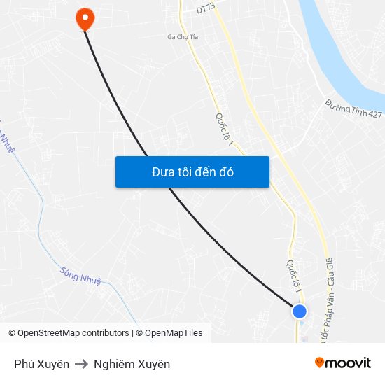 Phú Xuyên to Nghiêm Xuyên map