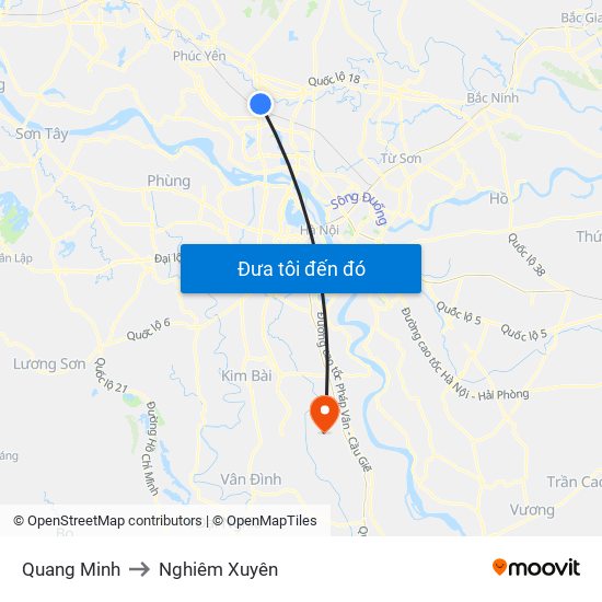 Quang Minh to Nghiêm Xuyên map