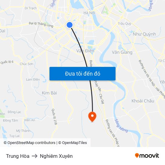 Trung Hòa to Nghiêm Xuyên map