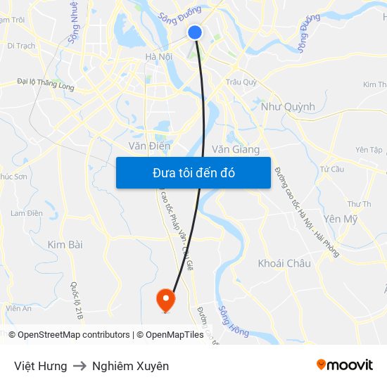 Việt Hưng to Nghiêm Xuyên map