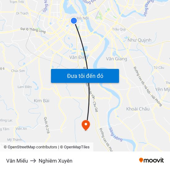 Văn Miếu to Nghiêm Xuyên map