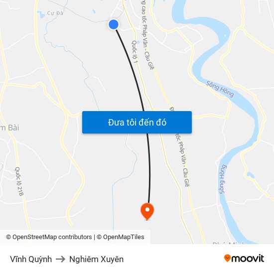 Vĩnh Quỳnh to Nghiêm Xuyên map