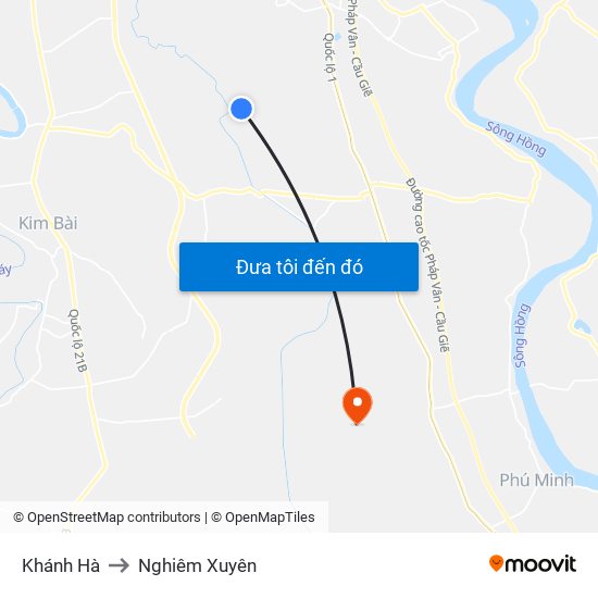 Khánh Hà to Nghiêm Xuyên map