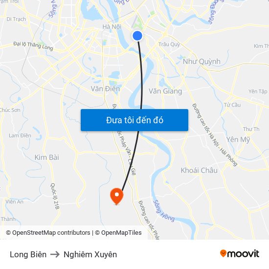 Long Biên to Nghiêm Xuyên map