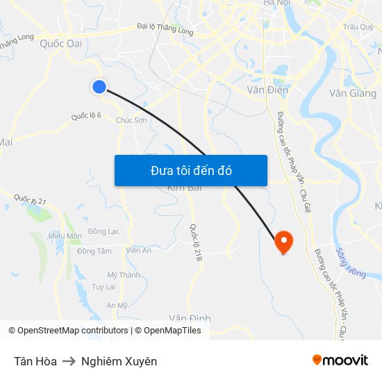 Tân Hòa to Nghiêm Xuyên map