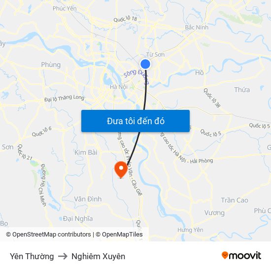 Yên Thường to Nghiêm Xuyên map