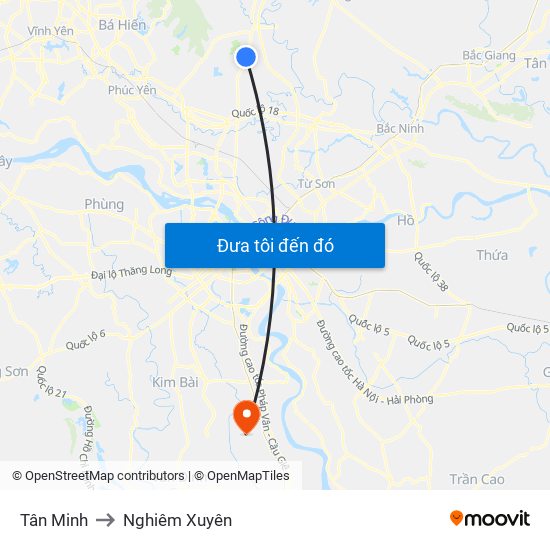 Tân Minh to Nghiêm Xuyên map