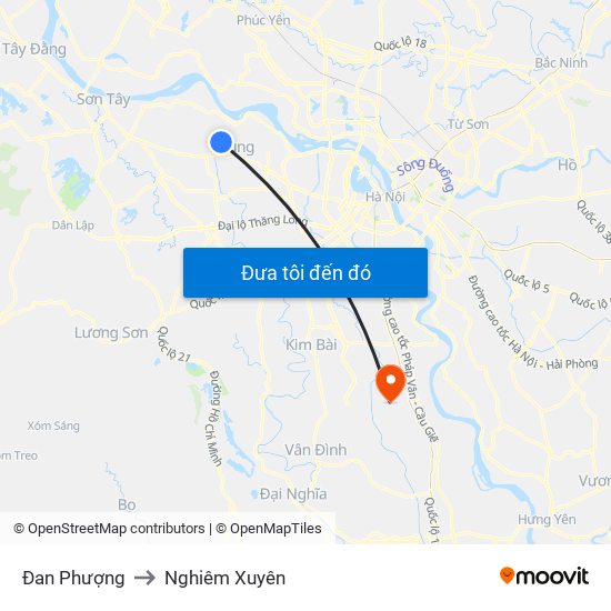 Đan Phượng to Nghiêm Xuyên map