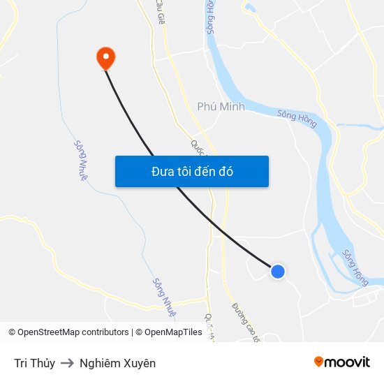 Tri Thủy to Nghiêm Xuyên map