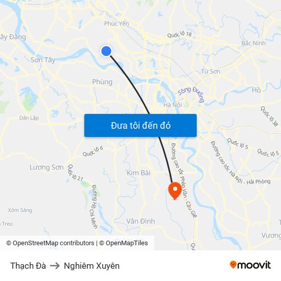 Thạch Đà to Nghiêm Xuyên map