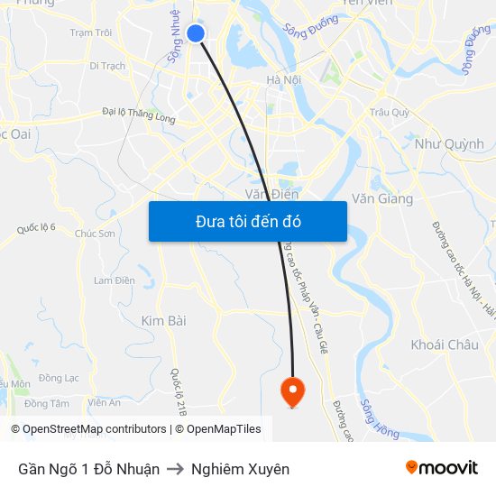 Gần Ngõ 1 Đỗ Nhuận to Nghiêm Xuyên map