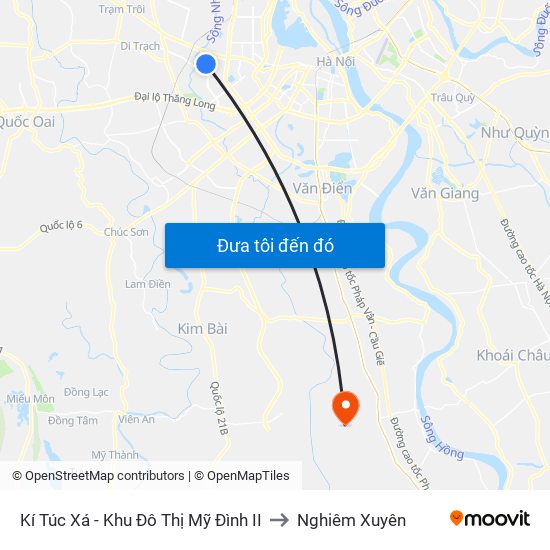 Kí Túc Xá - Khu Đô Thị Mỹ Đình II to Nghiêm Xuyên map