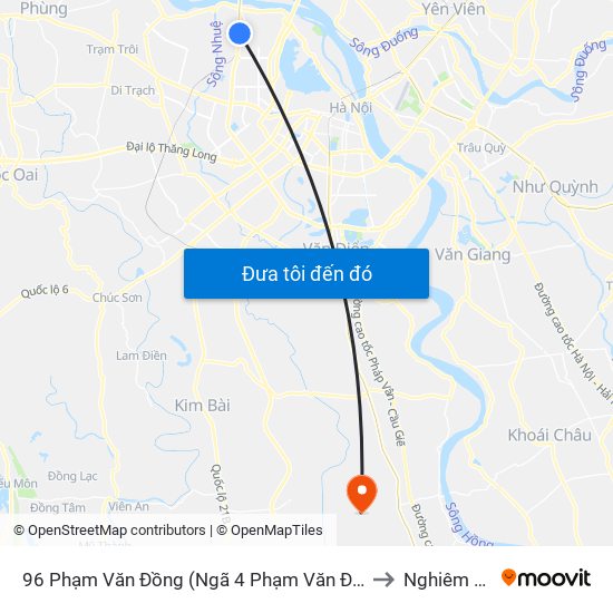 96 Phạm Văn Đồng (Ngã 4 Phạm Văn Đồng - Xuân Đỉnh) to Nghiêm Xuyên map