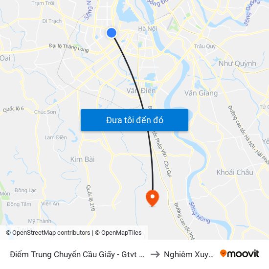 Điểm Trung Chuyển Cầu Giấy - Gtvt 01 to Nghiêm Xuyên map