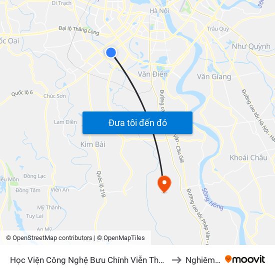 Học Viện Công Nghệ Bưu Chính Viễn Thông - Trần Phú (Hà Đông) to Nghiêm Xuyên map