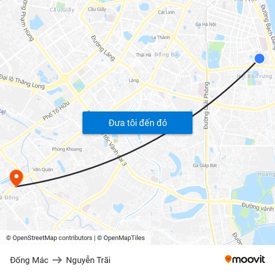 Đống Mác to Nguyễn Trãi map
