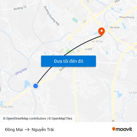 Đồng Mai to Nguyễn Trãi map