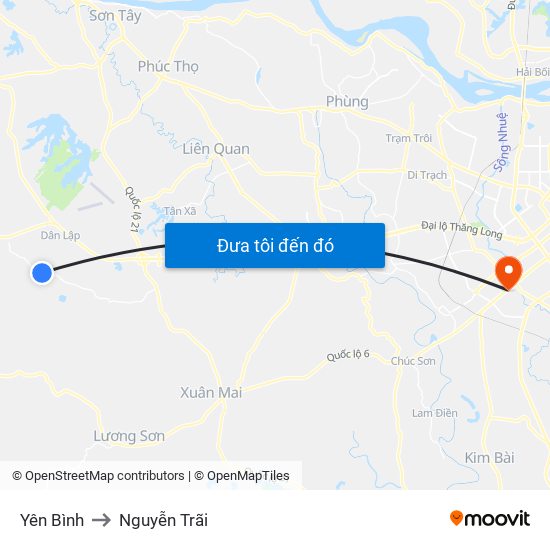 Yên Bình to Nguyễn Trãi map