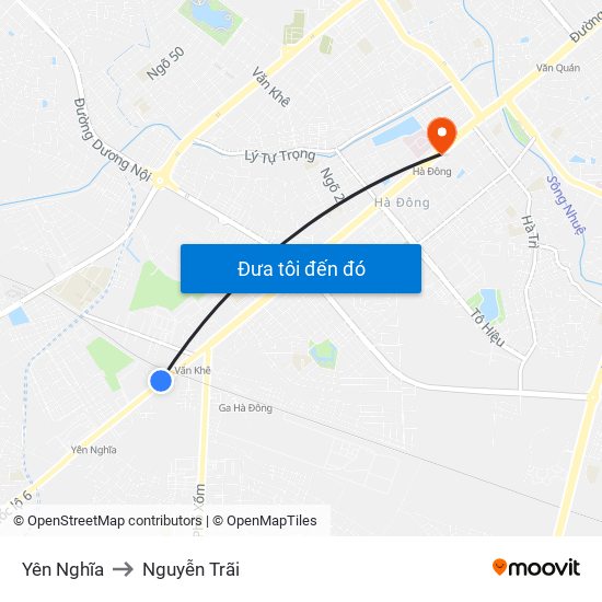 Yên Nghĩa to Nguyễn Trãi map