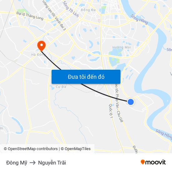 Đông Mỹ to Nguyễn Trãi map