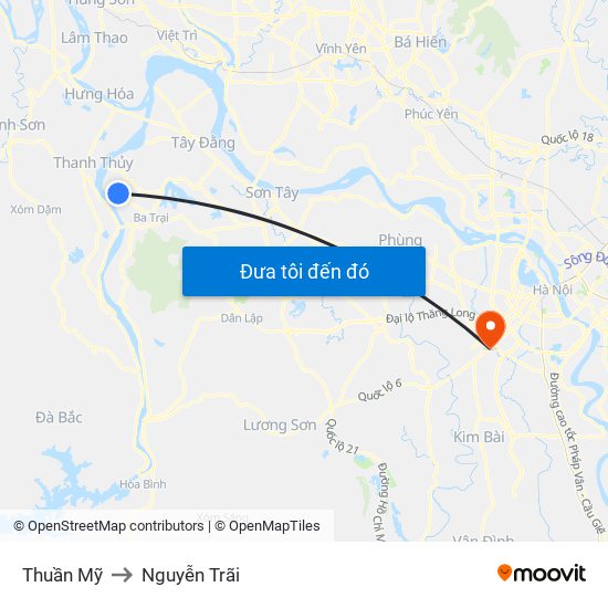 Thuần Mỹ to Nguyễn Trãi map