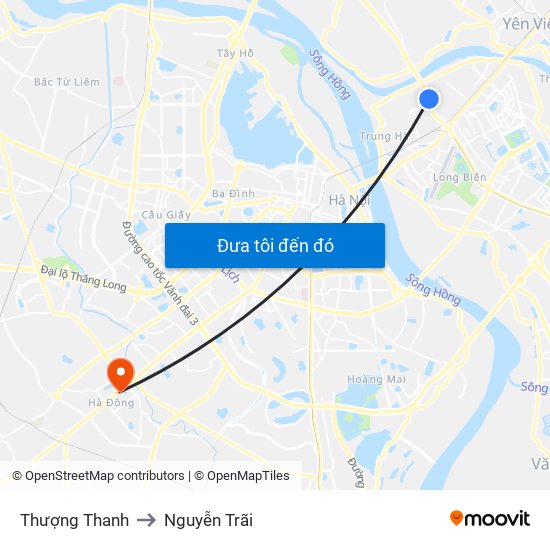 Thượng Thanh to Nguyễn Trãi map