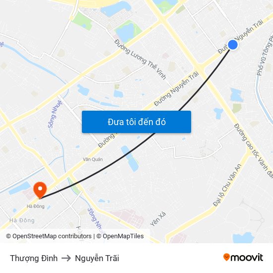 Thượng Đình to Nguyễn Trãi map