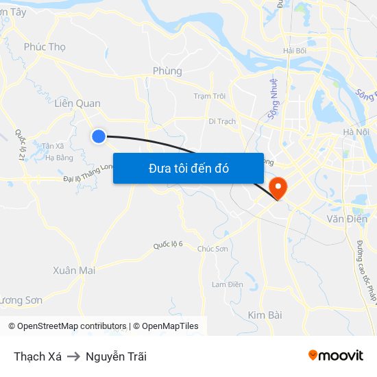 Thạch Xá to Nguyễn Trãi map