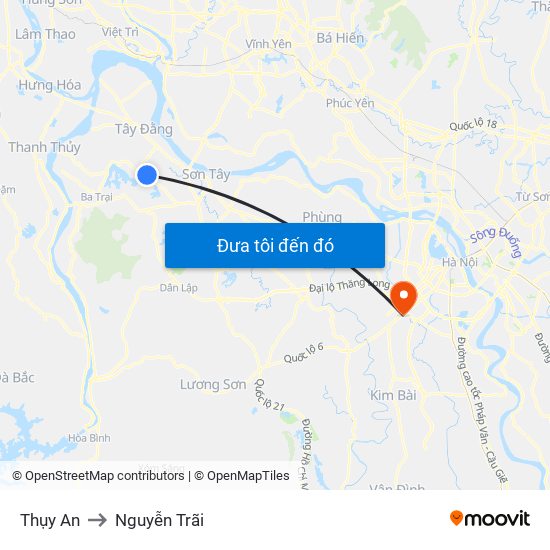 Thụy An to Nguyễn Trãi map