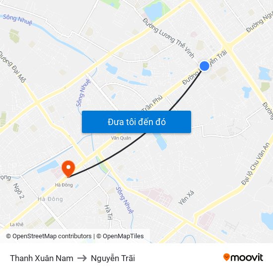 Thanh Xuân Nam to Nguyễn Trãi map