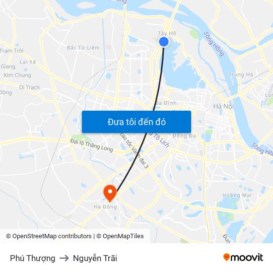 Phú Thượng to Nguyễn Trãi map