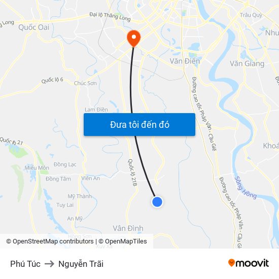 Phú Túc to Nguyễn Trãi map
