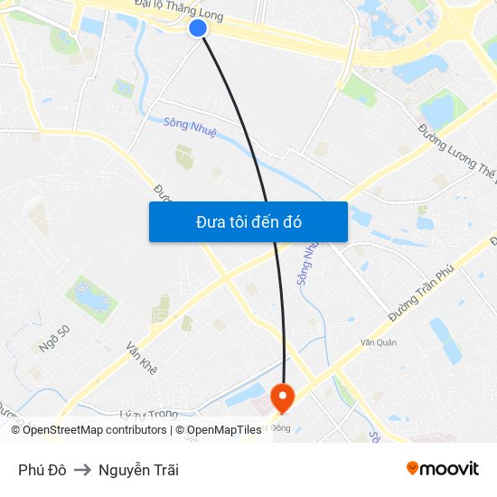 Phú Đô to Nguyễn Trãi map