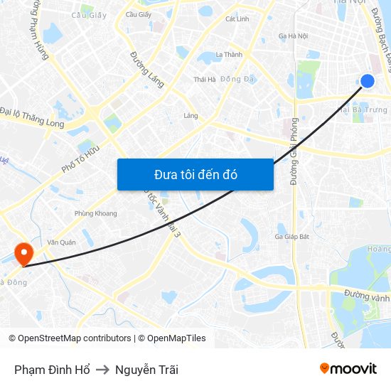 Phạm Đình Hổ to Nguyễn Trãi map