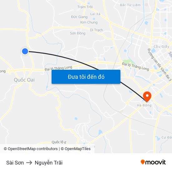 Sài Sơn to Nguyễn Trãi map