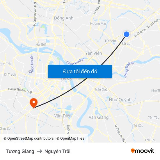 Tương Giang to Nguyễn Trãi map