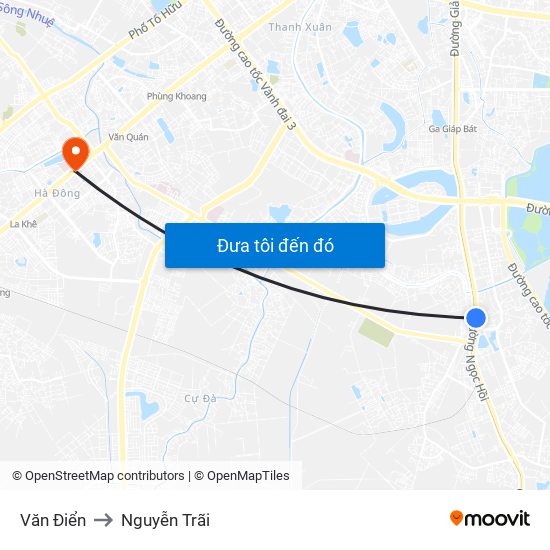 Văn Điển to Nguyễn Trãi map