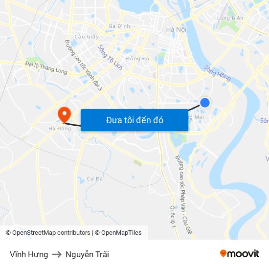 Vĩnh Hưng to Nguyễn Trãi map