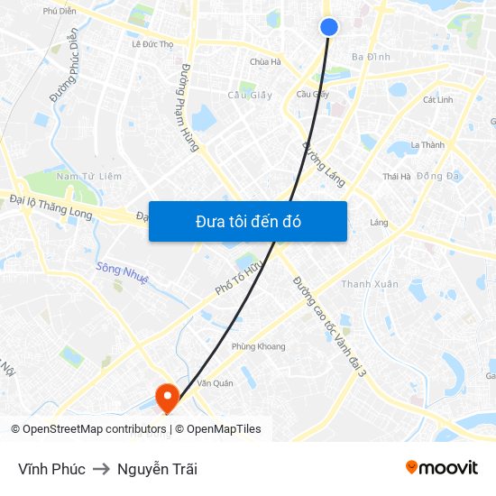 Vĩnh Phúc to Nguyễn Trãi map