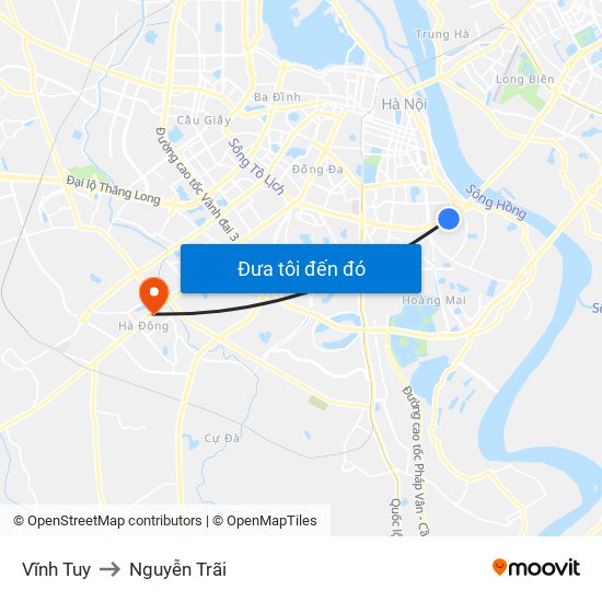 Vĩnh Tuy to Nguyễn Trãi map