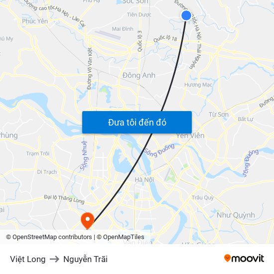 Việt Long to Nguyễn Trãi map